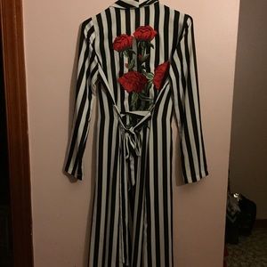 Akira Striped Duster L Black and White